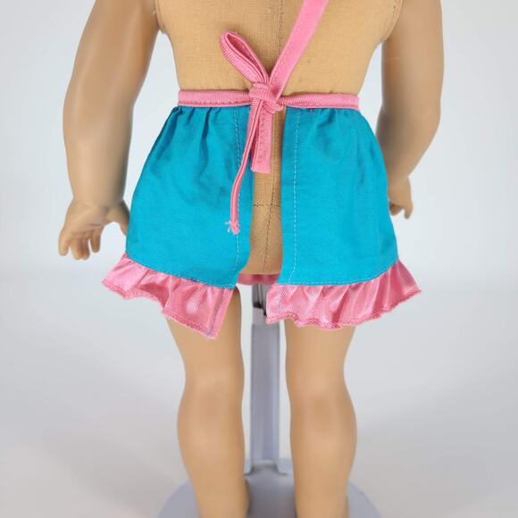 Unbranded Electric Blue & Pink Tie Around Apron with a Pocket for 18" Dolls GUC - Picture 6 of 10